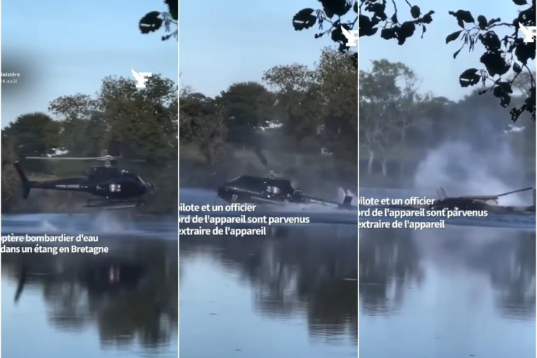 Drama u Francuskoj: Helikopter-bombarder pao u ribnjak, posada jedva uspela da ispliva! (VIDEO)