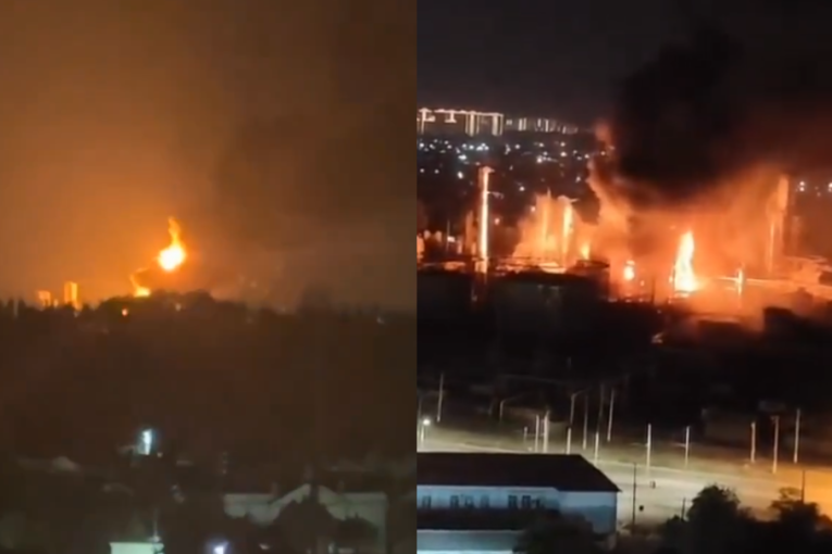 Plamen obasjao noćno nebo! Ukrajinci pogodili naftne rafinerije u dve ruske oblasti, buknuli požari (VIDEO)