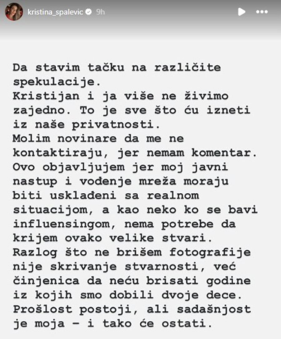 Kristina Spalević i Kristijan Golubović više ne žive zajedno: Prošlost postoji, ali sadašnjost je moja! (FOTO)