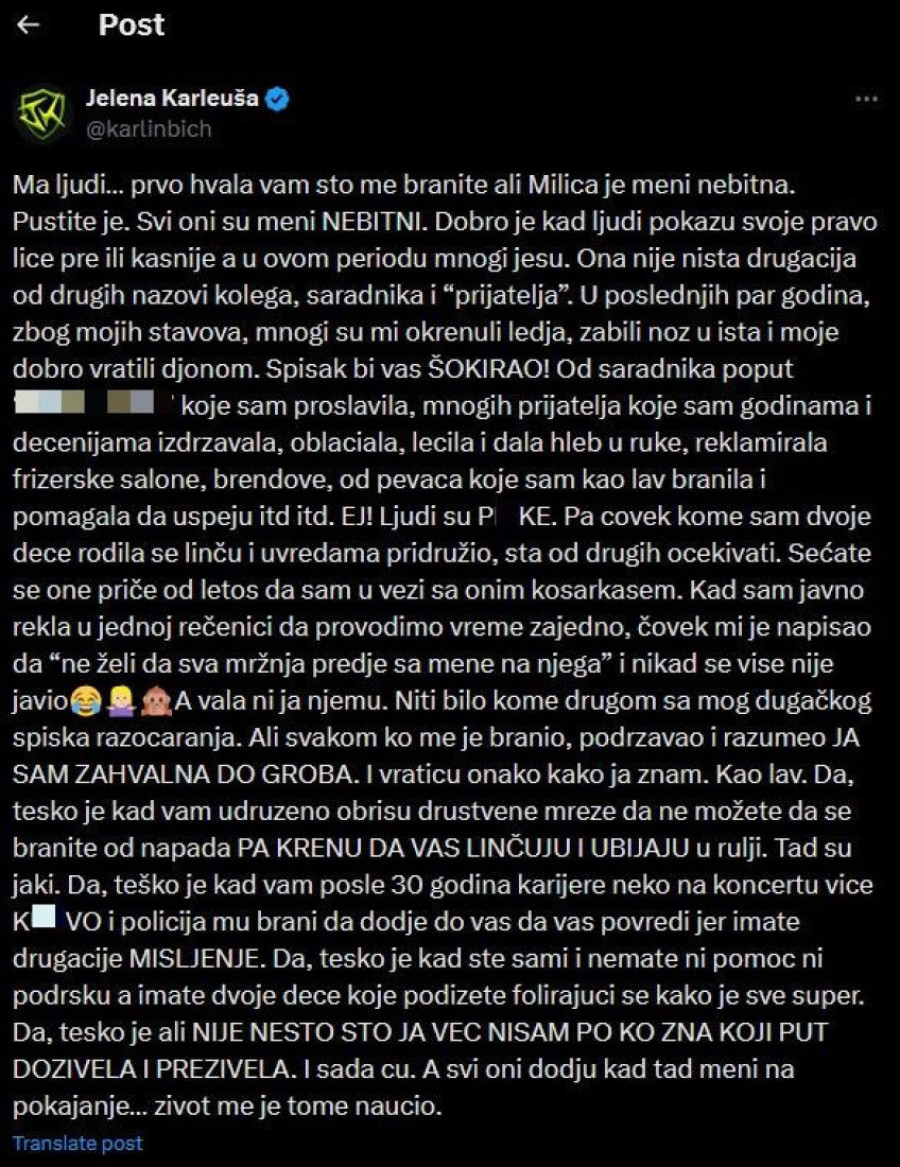 Karleuša otkrila istinu o odnosu s košarkašem: Ovim potezom ozbiljno ju je razočarao, pa prekinuli kontakt!