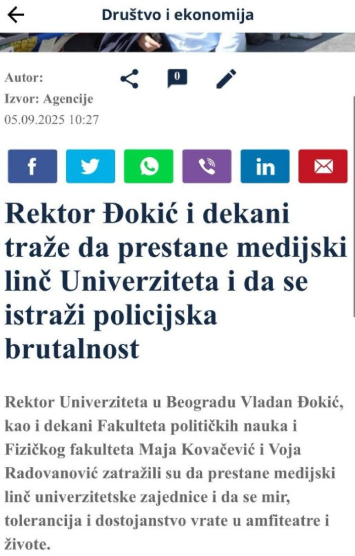 Novi skandalozni potez rektora Đokića: S blokaderima je od Univerziteta napravio svinjac, evo šta sad traži