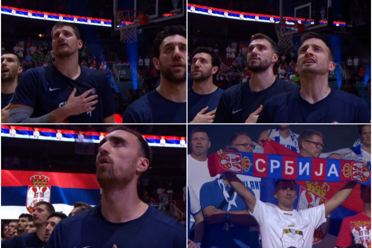 Orlovi i navijači Srbije nisu zakazali, ako razglas jeste: "Bože pravde" odjekivalo u dvorani u Rigi (VIDEO)