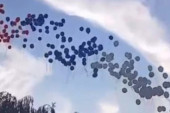 Prelep prizor iz Borče: Nebo prekrili baloni u bojama srpske trobojke - hiljade građana protiv blokada (VIDEO)