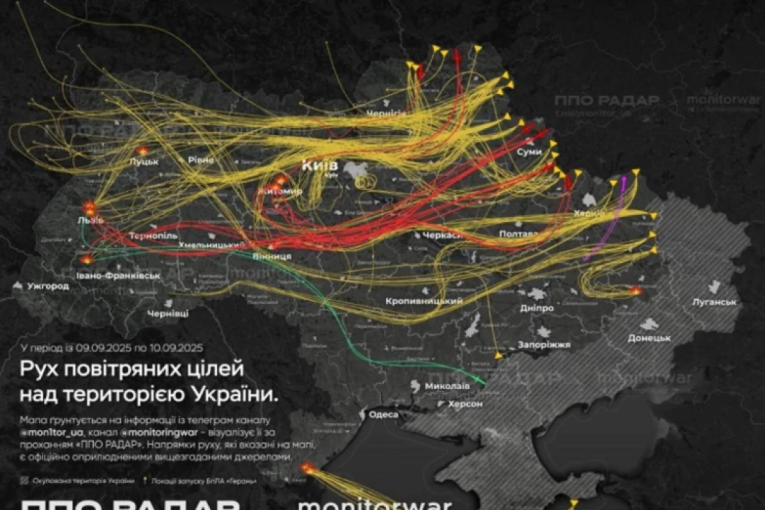 Ovako je izgledalo nebo nad Ukrajinom i Poljskom: Jato dronova preletelo granicu, poznato čiji avioni su ih obarali