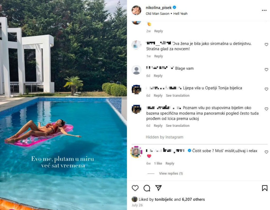 Nikolina Pišek se baškari kod bivšeg muža Dragane Mirković u Opatiji! Uživa u bazenu luksuzne vile (VIDEO)