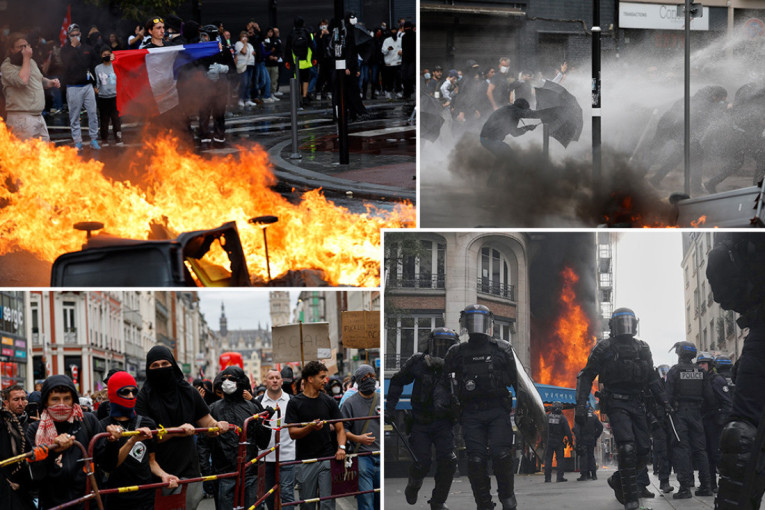 Demonstracije u Francuskoj: U Nantu upotrebljen vodeni top, u Parizu zapaljen restoran (VIDEO)