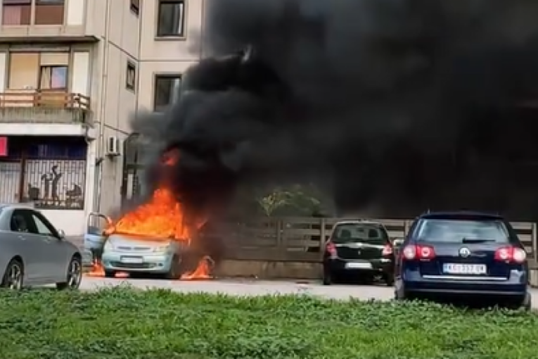 Izbio požar u Kragujevcu! Vatra progutala automobil! (VIDEO)