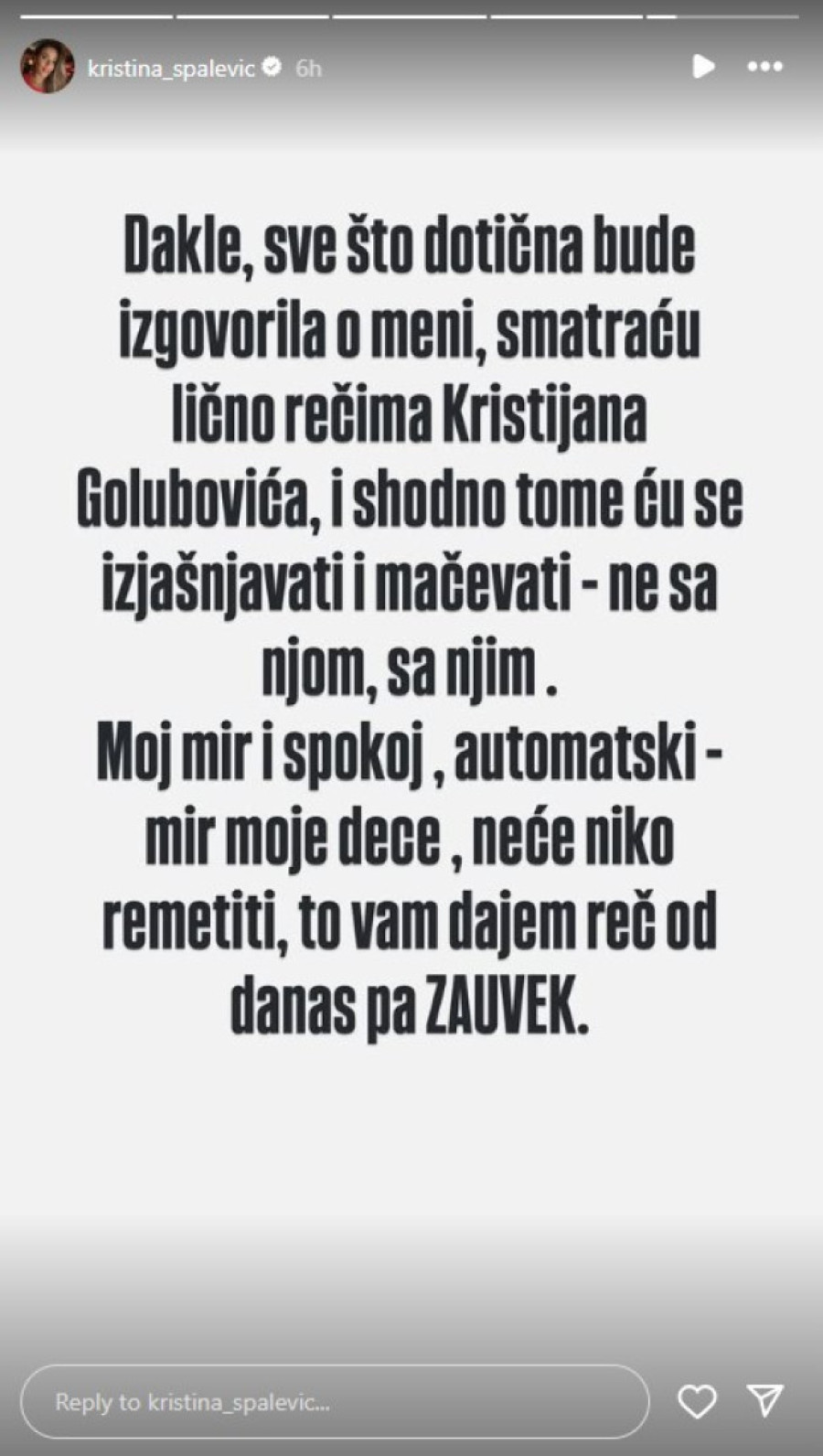 "Gazda spremio kerušu da laje!" Kristina Spalević besna kao ris, javno se obratila Kristijanu