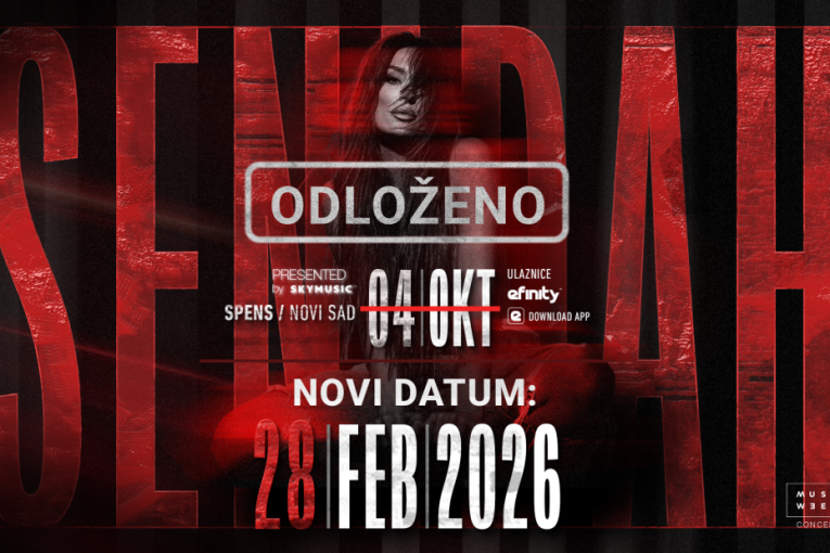 Pomeren Senidin koncert u Hali Spens – Novi datum 28. februar 2026.