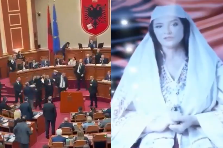 Bura u albanskom parlamentu! Leteli papiri i flaše, haos zbog AI ministarke (VIDEO)