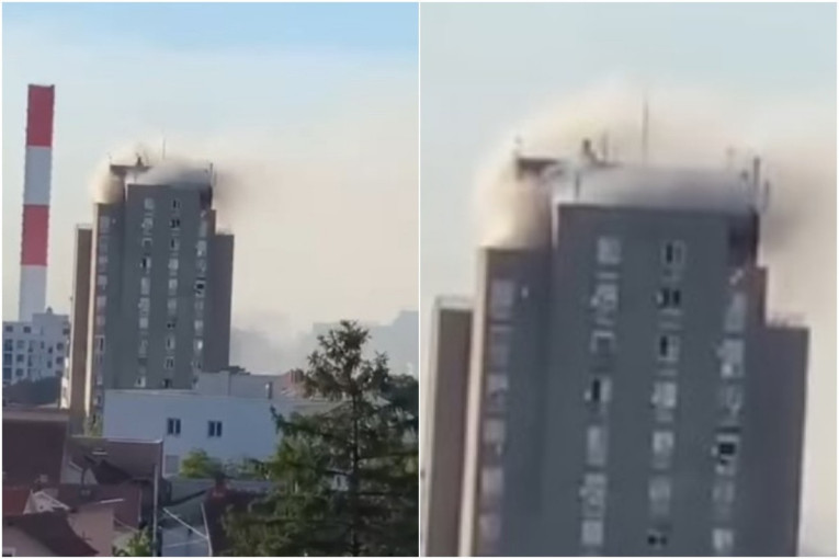 Gori zgrada u Ustaničkoj ulici! Dim kulja sa vrha višespratnice (VIDEO)