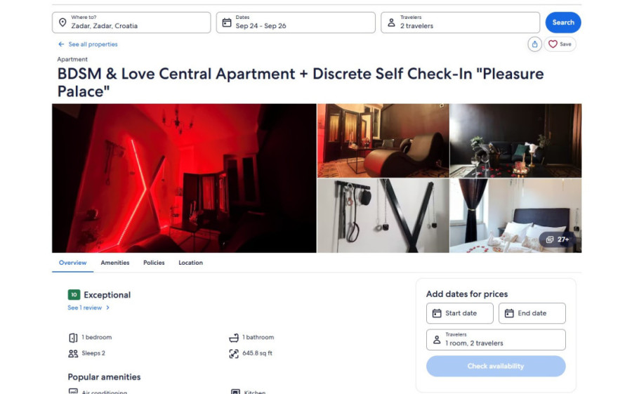 Erotska bomba u srcu Zadra: Bivša političarka otvorila BDSM apartman - evo šta možete za 100 evra da dobijete! (FOTO)