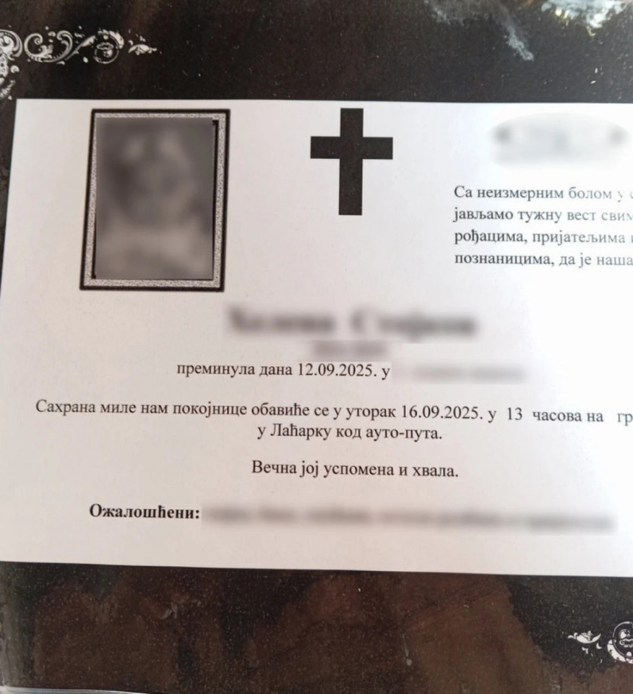 Potresna umrlica iz Laćarka! Baka u suzama oplakala unuku (FOTO)