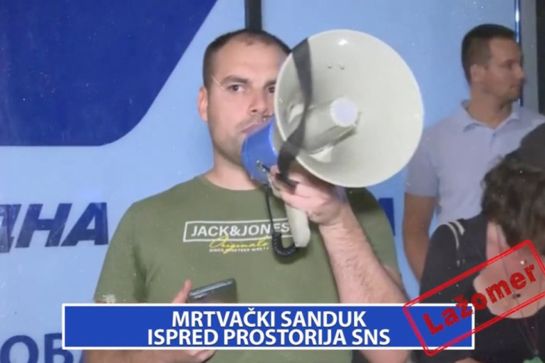 Lažomer: Mrtvački sanduk ispred prostorija SNS