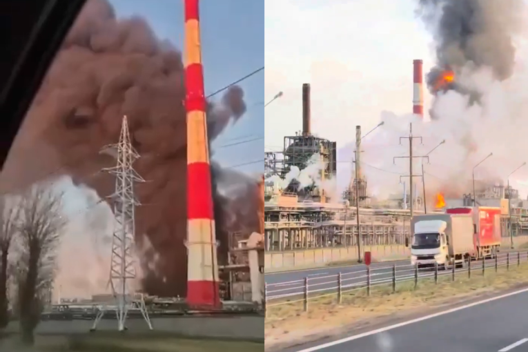Gori još jedna ruska rafinerija! Kulja gust dim, vidi se kilometrima daleko (VIDEO)