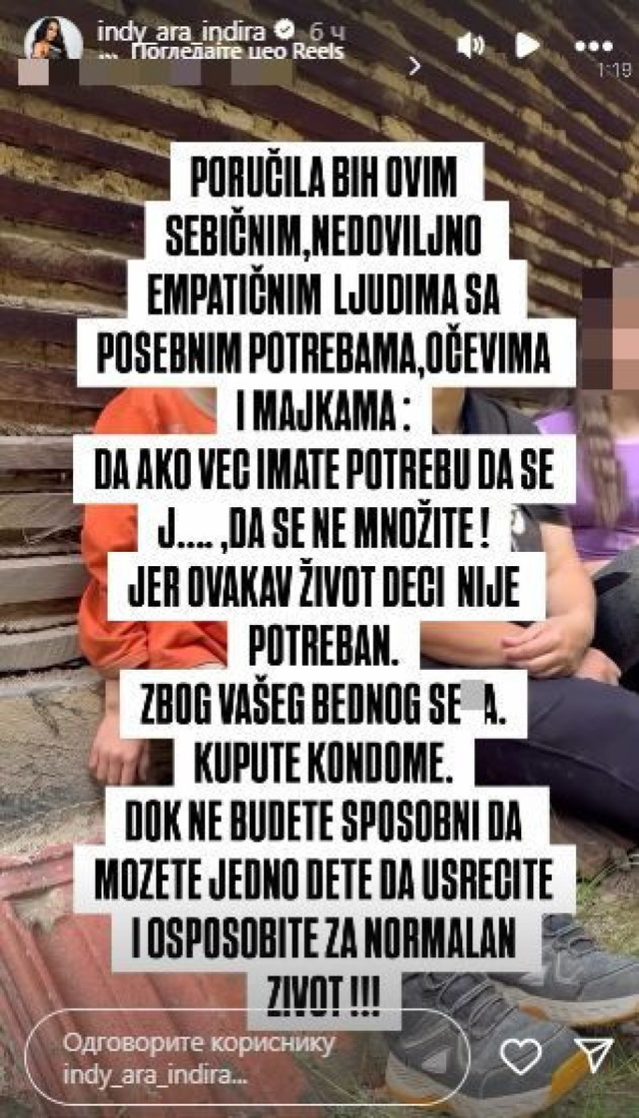 "Ne množite se, kupite kondome!" Indi prozvala ljude sa posebnim potrebama, pa završila na stubu srama