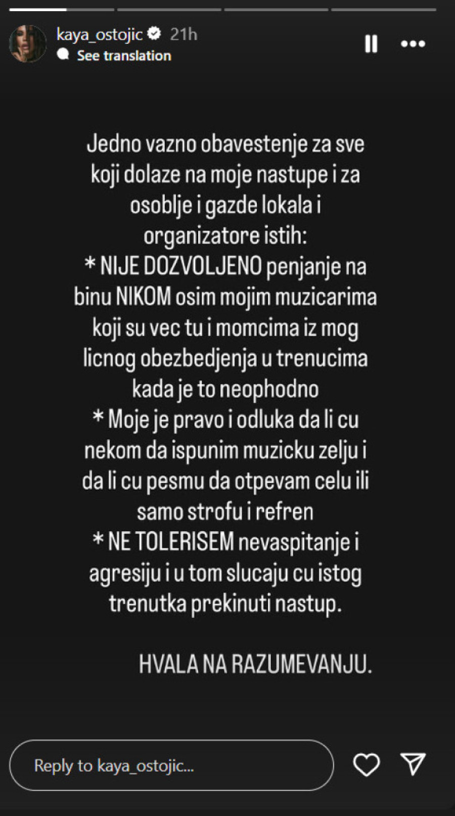 Kaja Ostojić pobesnela, hitno se obratila gazdama klubova: Ne tolerišem agresiju!