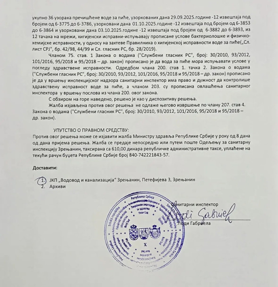 Zrenjanin ima ispravnu vodu za piće, apsolutno bezbednu i u skladu sa svim pravilnicima i regulativama (FOTO)