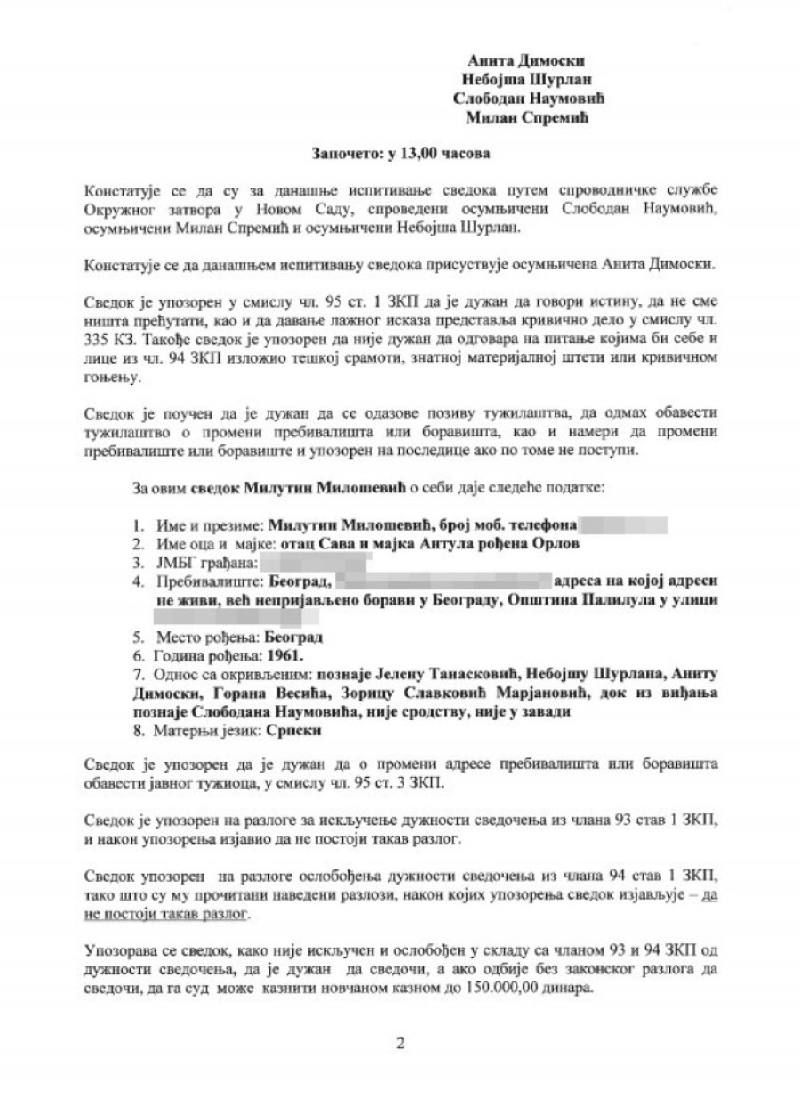 Milutin Milošević pred tužiocem priznao da je bio zadužen za održavanje nadstrešnice, a tužilac Josimović ga oslobodio odgovornosti!?!