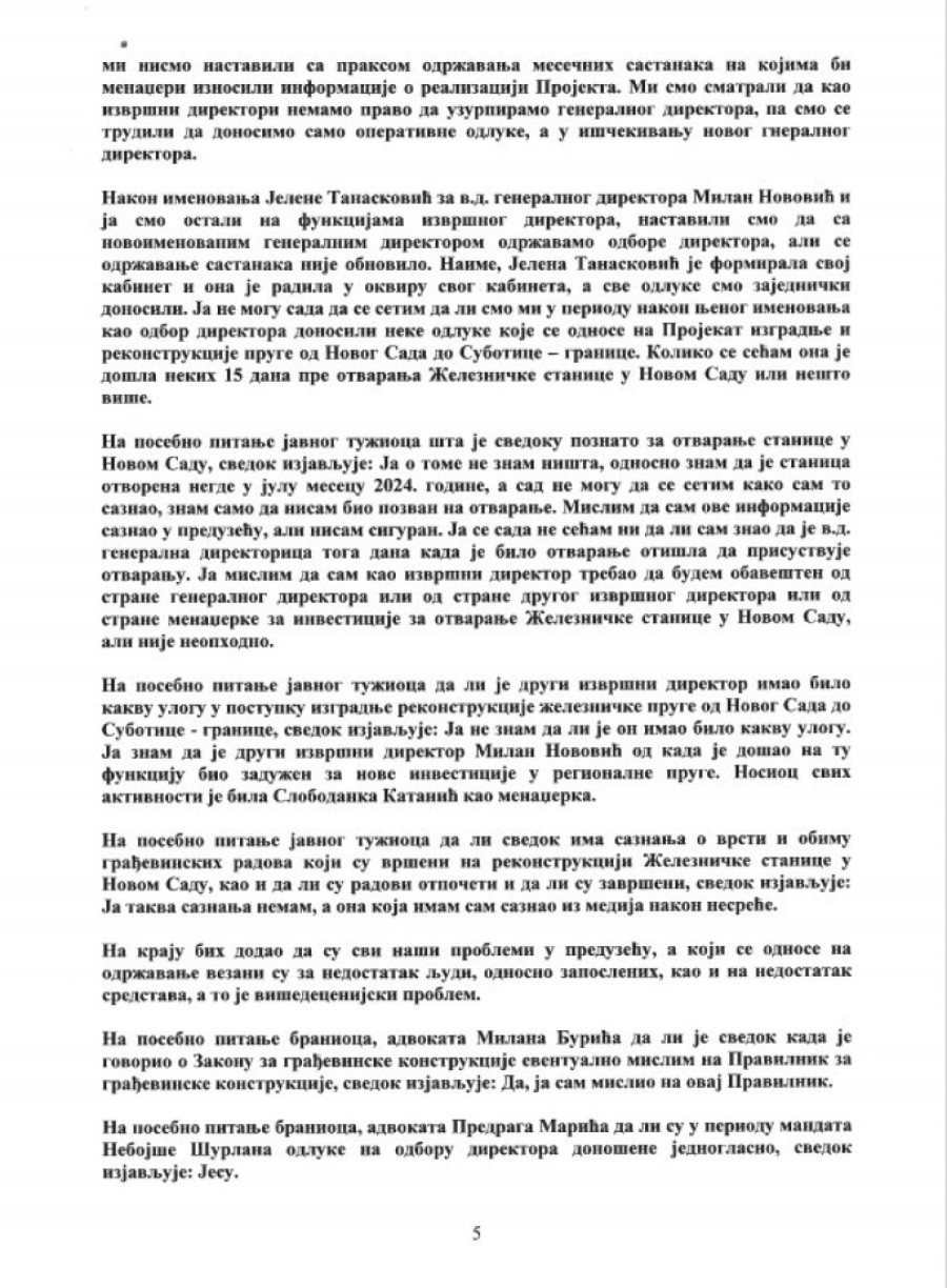 Milutin Milošević pred tužiocem priznao da je bio zadužen za održavanje nadstrešnice, a tužilac Josimović ga oslobodio odgovornosti!?!