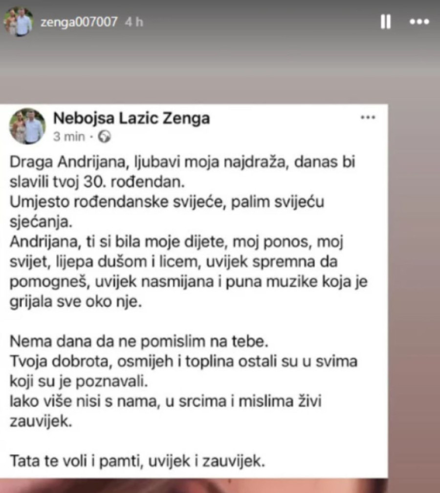 Tuga oca pevačice poginule pri padu s 24. sprata ne jenjava: Oglasio se rečima koje kidaju dušu