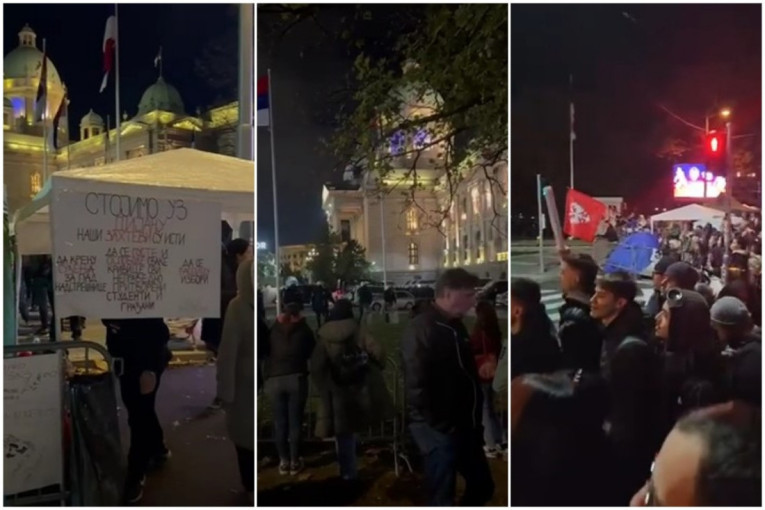 Blokaderska banda vandalizovala SNS prostoriju: Sramne scene iz Novog Sada (VIDEO)