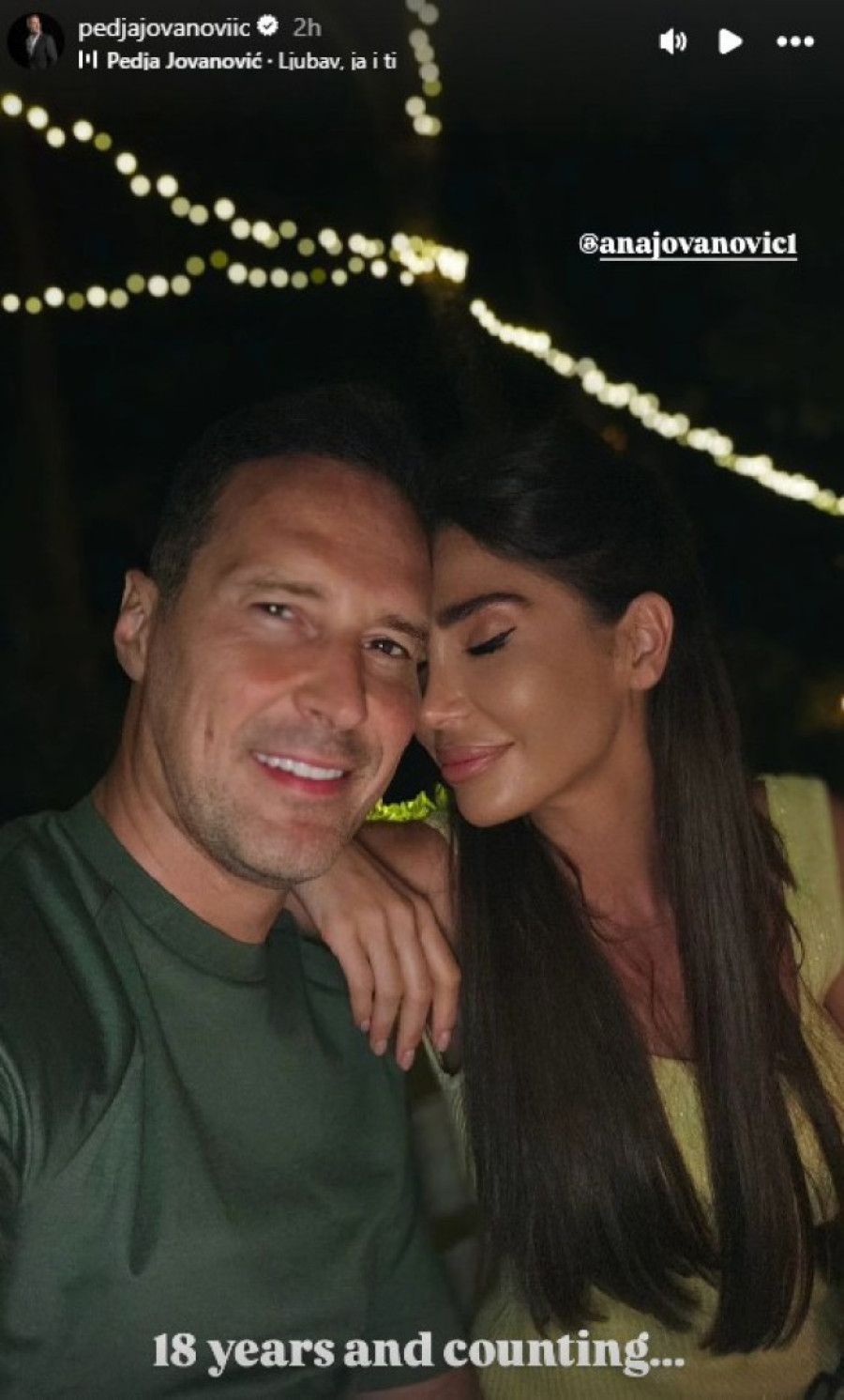 Peđa Jovanović sa ženom proslavio 18 godina ljubavi: Idemo dalje! (FOTO)