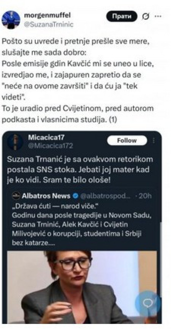 Potpuni rat između blokadera: Kavčić pretio batinama Suzani Trninić (FOTO)