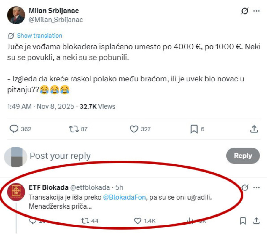 1.000 umesto 4.000! Izvisile vođe blokadera - obelodanjene šok brojke!