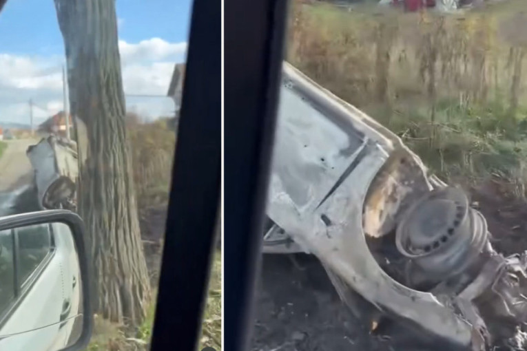 Stravičan udes kod Vrnjačke Banje! Vozač probio zaštitnu ogradu ii prevrnuo se, od auta nije ostalo ništa! (VIDEO)