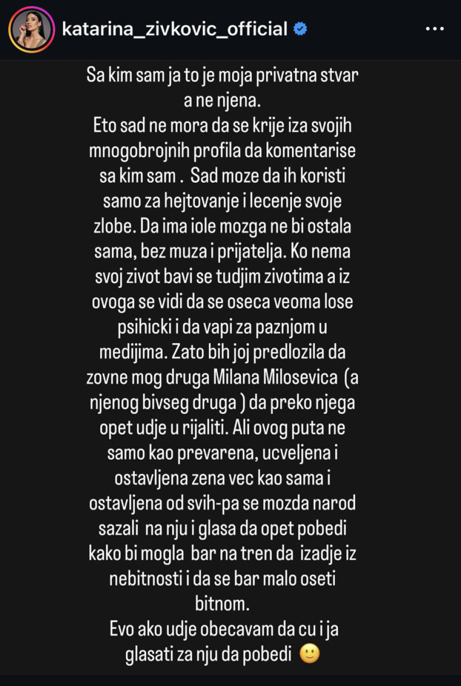 Kaća Živković odgovorila Kiji Kockar: "Da ima iole mozga ne bi ostala sama"