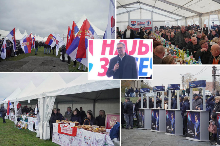 Nikada našu otadžbinu nećemo dati na tacni! Vučić se obratio narodu u selu Jaša Tomić: Hoćemo svoju politiku!