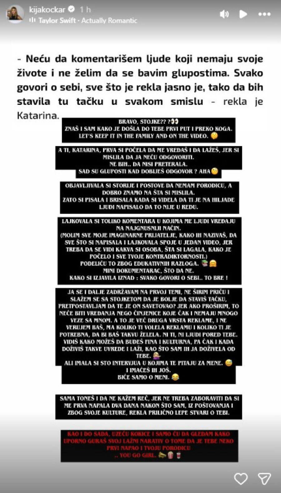 Kija javno poslala poruku Kaći Živković i njenom Stojketu: Bolje ti je da staviš tačku! (FOTO)