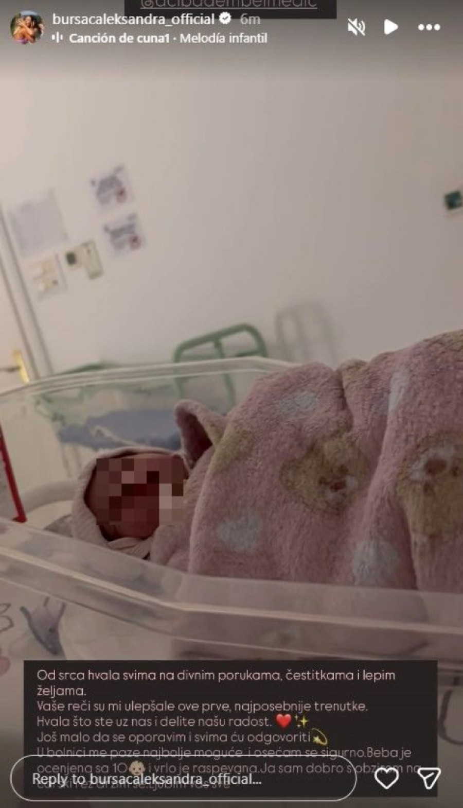 Oglasila se Aleksandra Bursać iz porodilišta: Beba je vrlo raspevana! (FOTO)