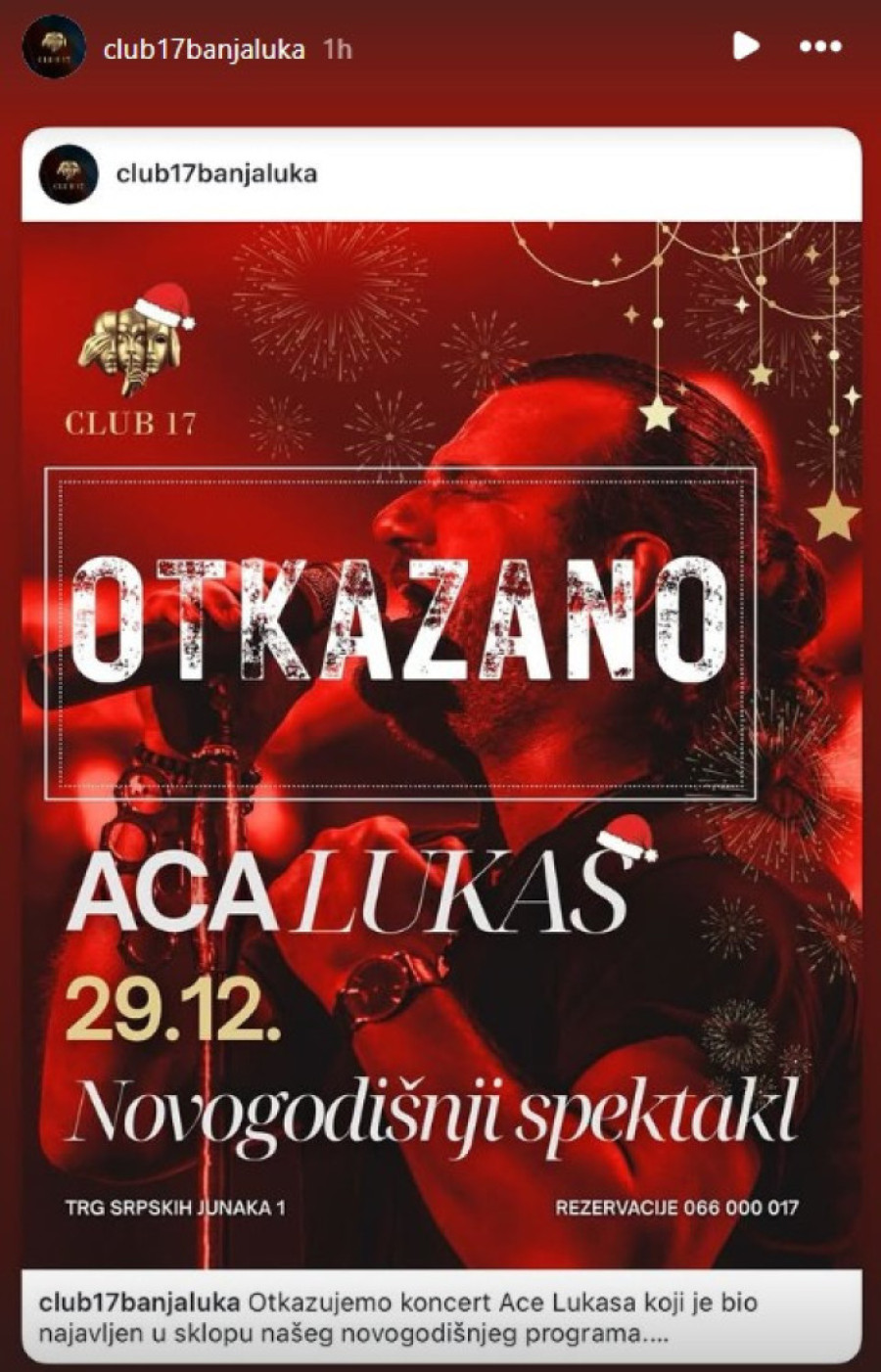 Lukas se oglasio nakon što mu je otkazan koncert u Banjaluci: "Negde sam ovo očekivao!"