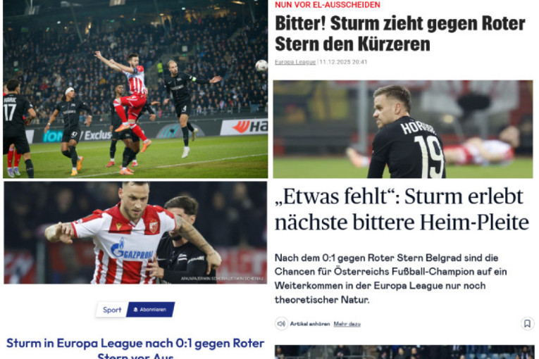 Poraz Šturma od Zvezde je gorak, nešto je falilo, kraj u LE! Austrijski mediji spomenuli i Ivanića i Arnautovića (FOTO)