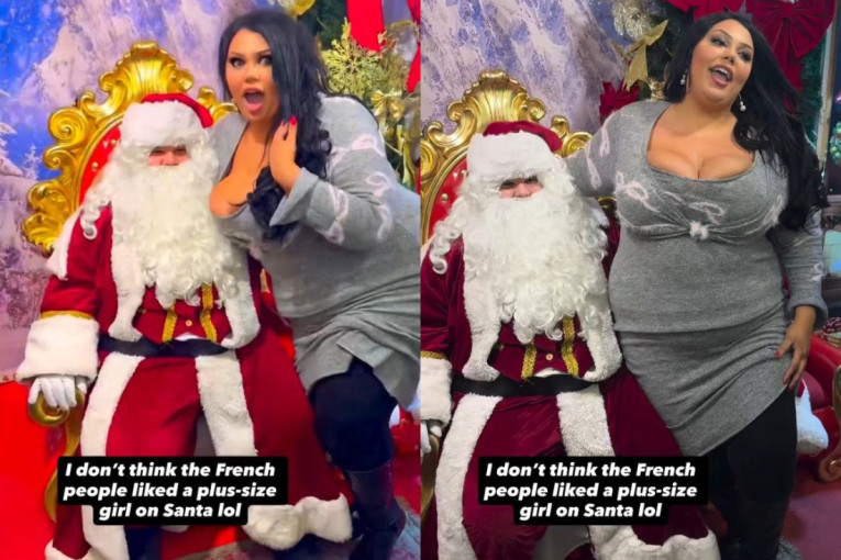 Plus sajz influenserka od 170 kila sela u krilo Deda Mrazu: Francuzi su je gledali u čudu (FOTO)