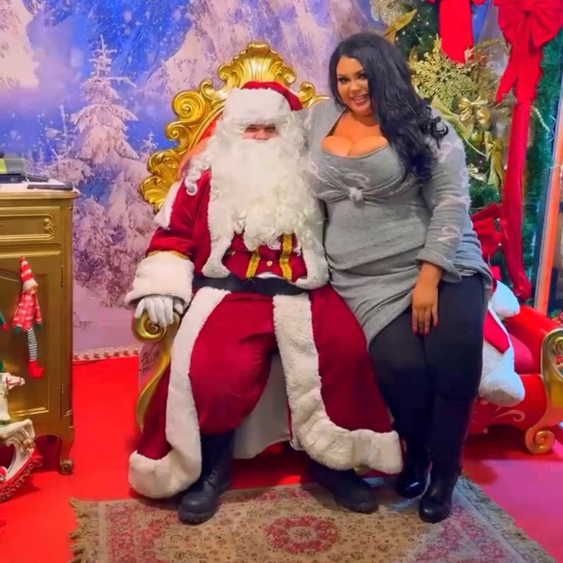 Plus sajz influenserka od 170 kila sela u krilo Deda Mrazu: Francuzi su je gledali u čudu (FOTO)