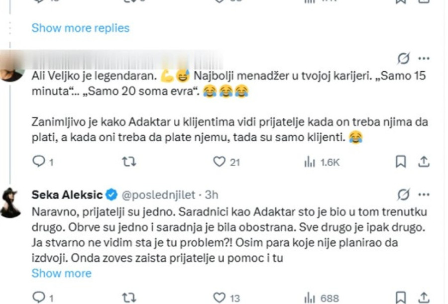 "Samo 20 soma evra!" Seka Aleksić o sukobu i druženju sa Adamom Adaktarom!
