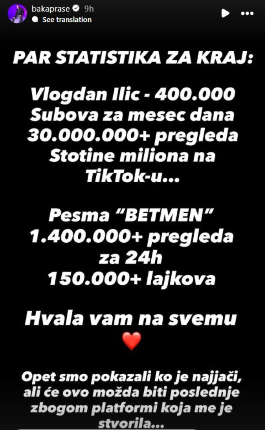 "Trajno završavam sa Jutjubom" Baki Prasetu opet obrisani svi kanali: Oglasio se šok saopštenjem! (FOTO)