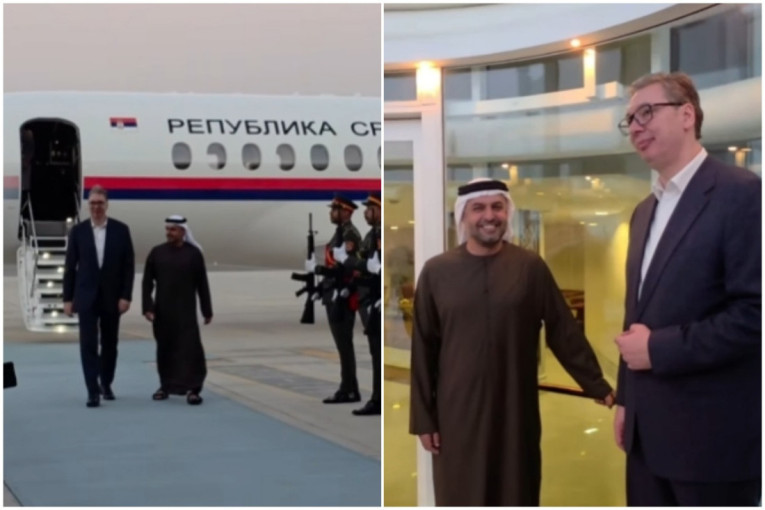 Vučić stigao u Ujedinjene Arapske Emirate: Veličanstven doček na aerodromu (VIDEO)