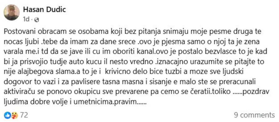 Hasan Dudić podnosi tužbe protiv pevača: "Ovo je postalo bezvlašće!"