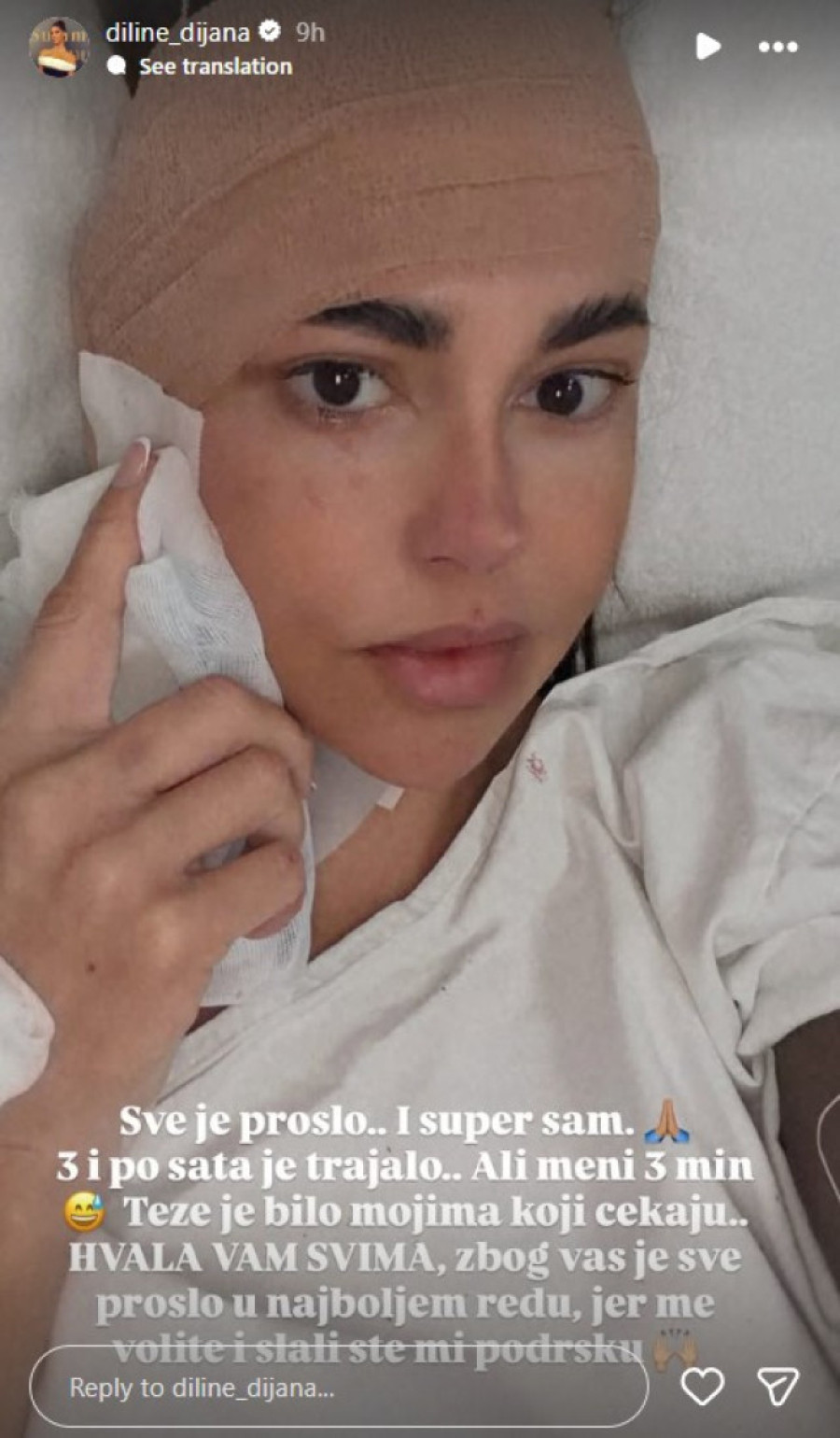 Dijana Dilajn posle operacije otečena: Intervencija je trajala tri i po sata (FOTO)