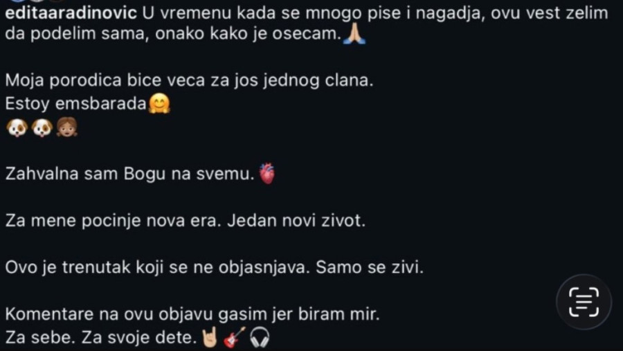 Trudna Edita Aradinović otkrila pol bebe! "Za mene počinje nova era!"