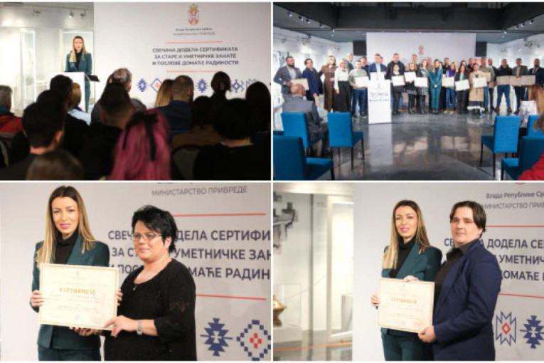 Ministarka Mesarović uručila sertifikate za stare zanate: Oni su čuvari kulturne baštine i tradicije