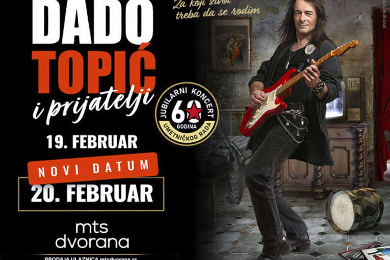 Dado Topić slaviće svoj muzički rođendan - 60 godina karijere, dva uzastopna dana 19. i 20. februara u MTS Dvorani