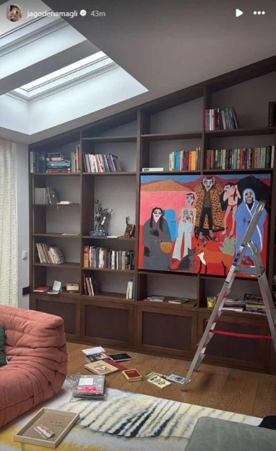 Krovni prozori, roze trosed, a knjige su broj 1: Zavirite u prelepi stan Jelisavete Orašanin, uređen po poslednjoj modi