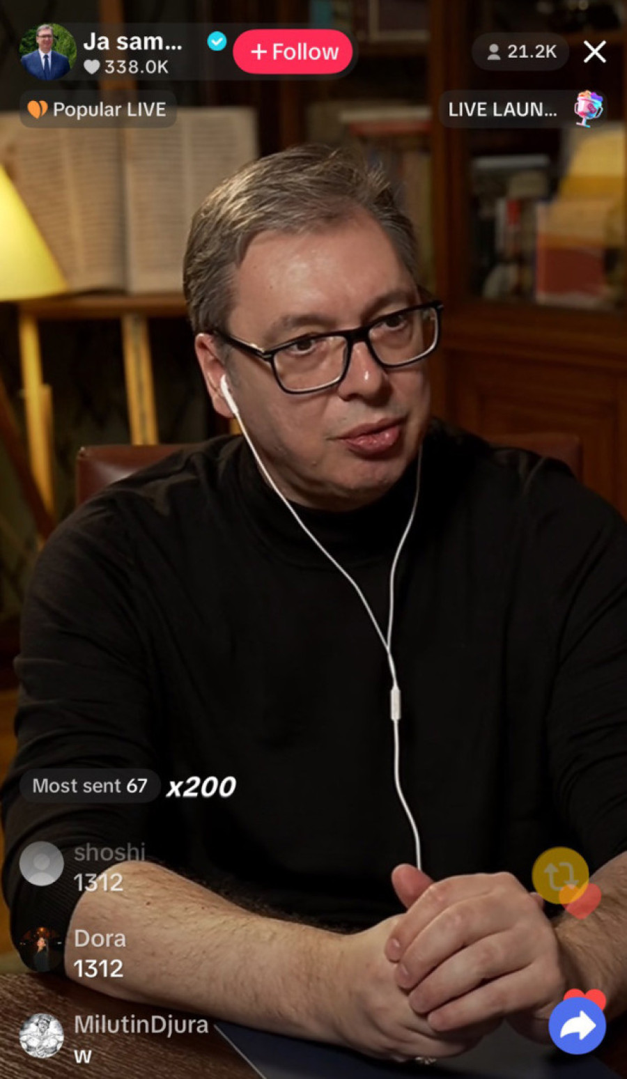 Prvo TikTok obraćanje: Desetine hijada ljudi gledalo predsednika Vučića (VIDEO)