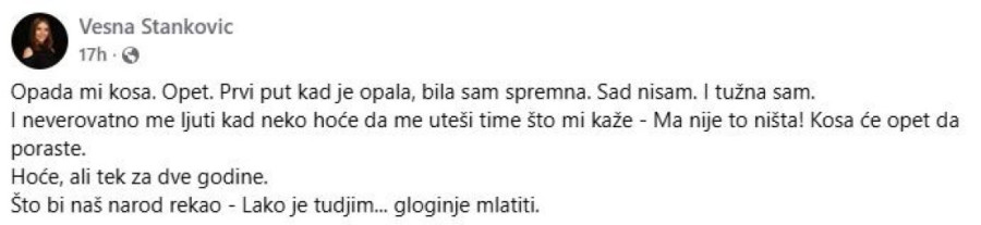 Velika borba glumice još traje: Opet mi opada kosa! (FOTO)