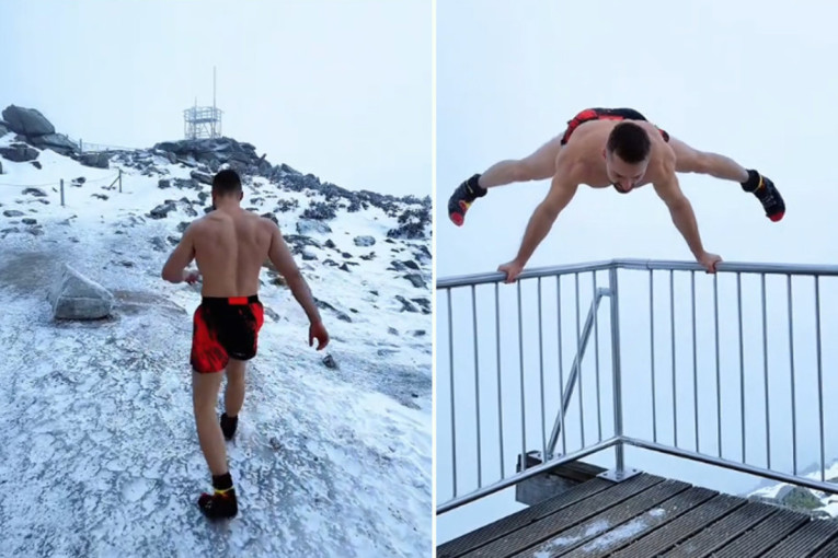 Ludost ili hrabrost? Poljak se popeo na vrh zaleđene planine na -35 stepeni, i to samo u šortsu (VIDEO)